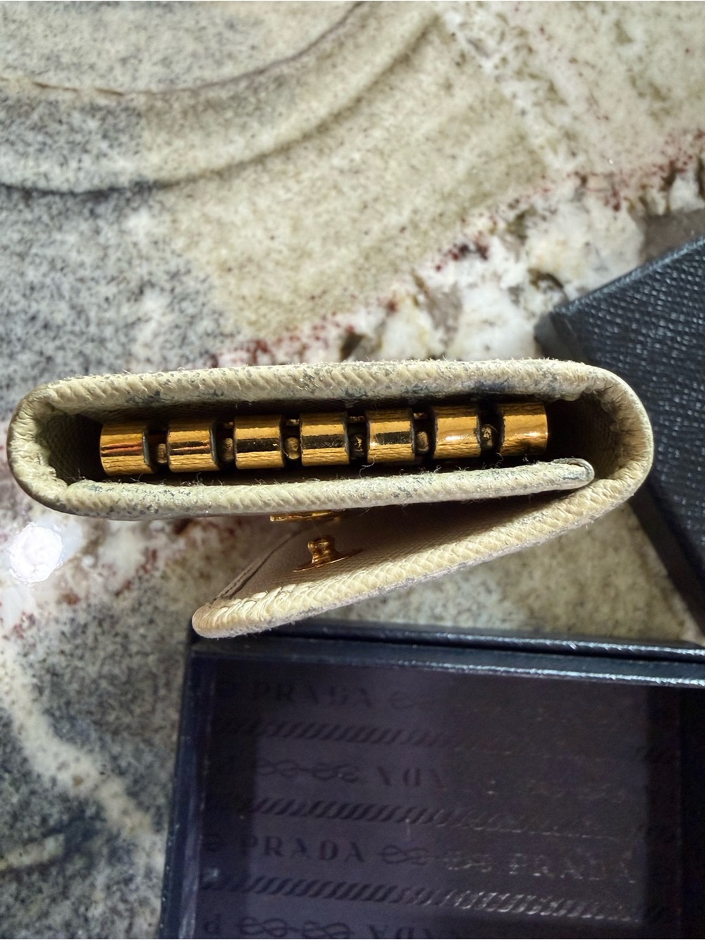 Prada Milano Cream Saffiano Leather Key Cardholder - Picture 4 of 6